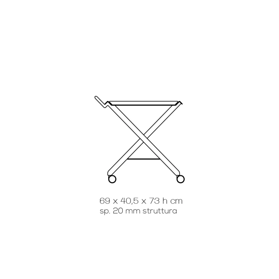 Carrello Pieghevole in Cristallo Acrilico Trasparente 2 Vassoi - Aristocle Viadurini