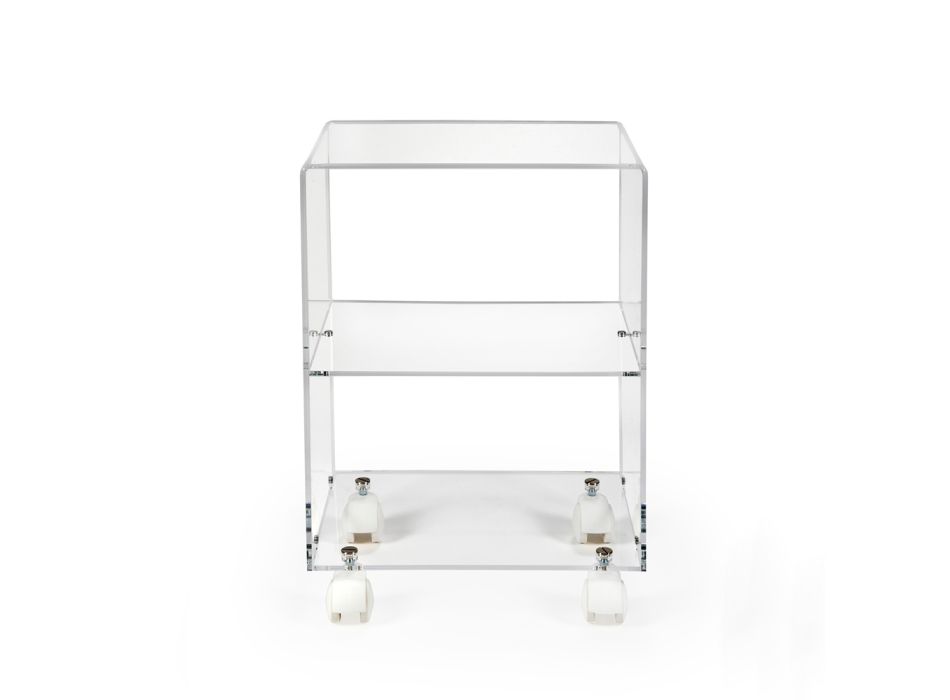 Carrello Porta Oggetti con Ruote in Plexiglass Made in Italy - Rudolf Viadurini