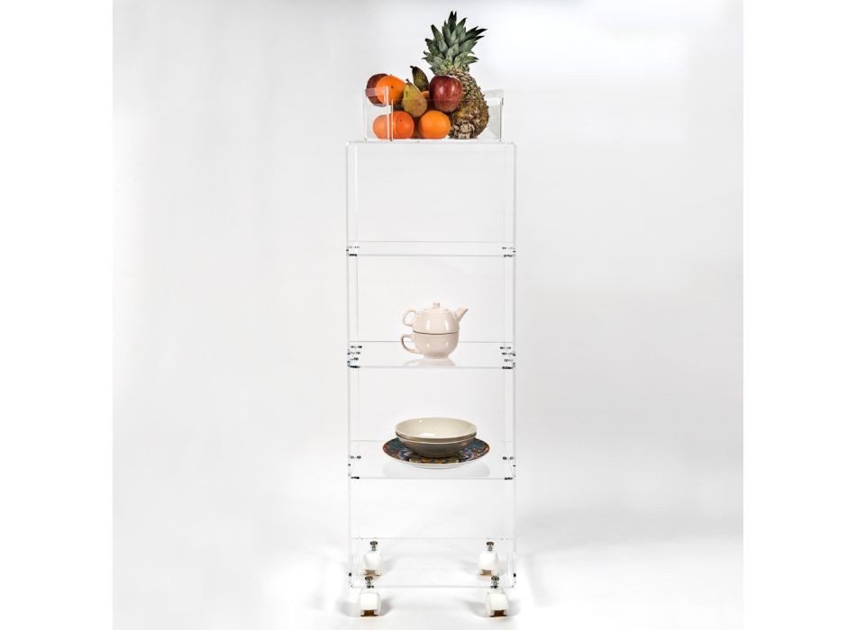 Carrello Portaoggetti da Cucina in Plexiglass Made in Italy - Ercolano Viadurini