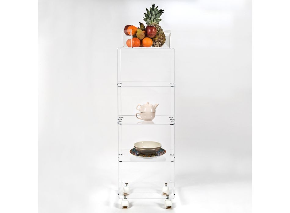 Carrello Portaoggetti Da Cucina In Acciaio Inox, 4 Ripiani, Regolabile 14-20 Cm, Con Ruote Bloccanti