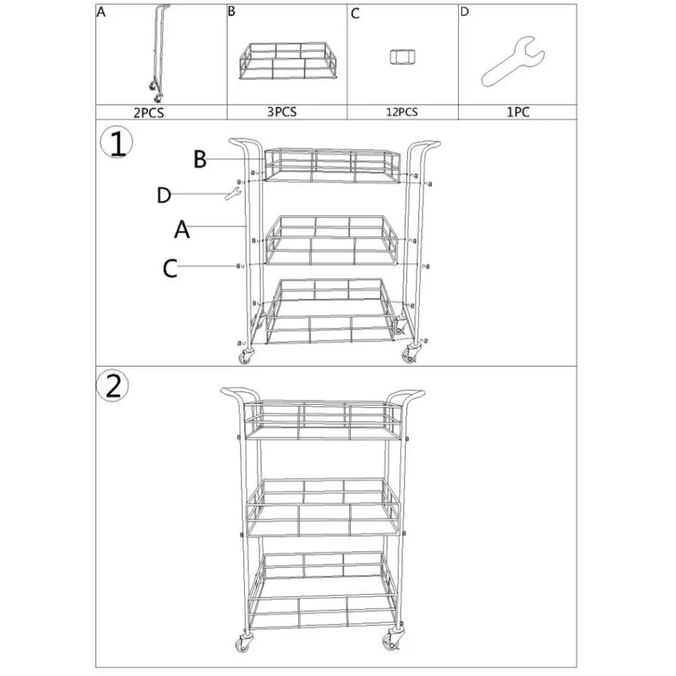 Carrello Portavivande con Struttura in Ferro Finitura Dorata - Viviana Viadurini