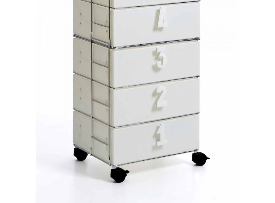 Cassettiera 6 cassetti in MDF bianca con maniglie numeriche Yodi Viadurini