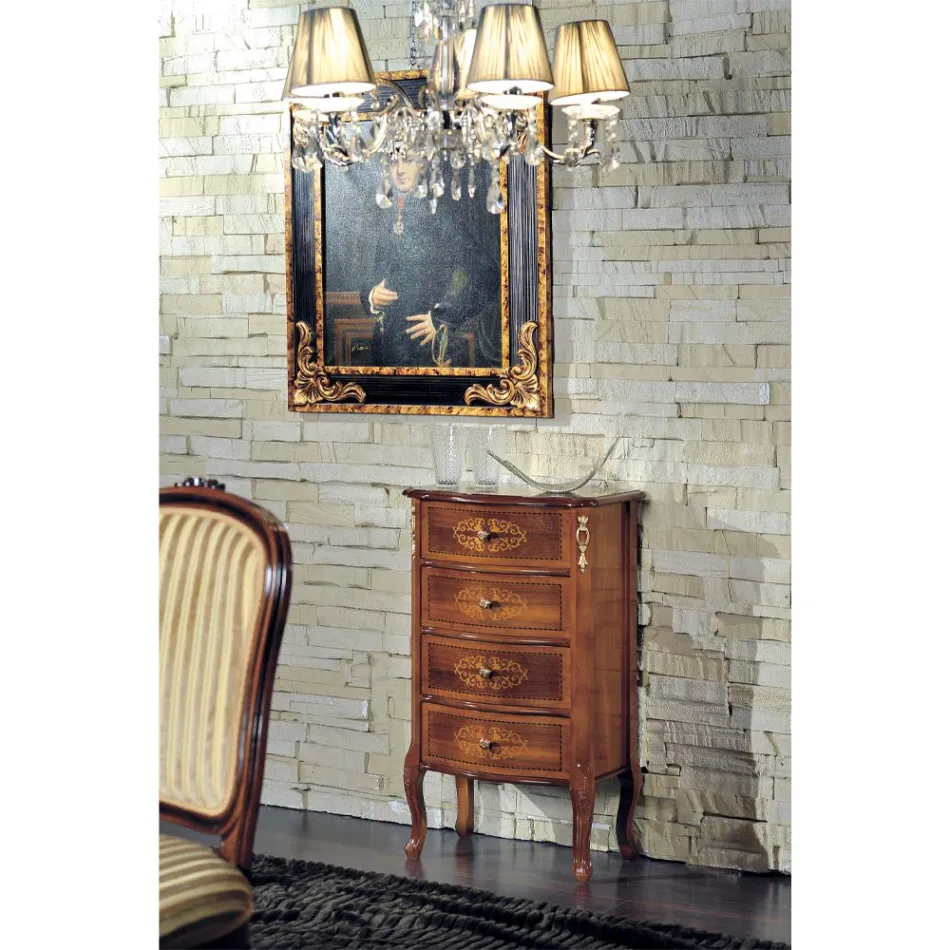 Cassettiera Classica in Legno Noce 4 o 6 Cassetti Made in Italy - Katerine Viadurini