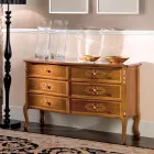 Cassettiera Classica in Legno Noce 4 o 6 Cassetti Made in Italy - Katerine Viadurini