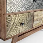 Cassettiera Etnica in Legno Riciclato di Mango e Acacia Homemotion - Auriel Viadurini