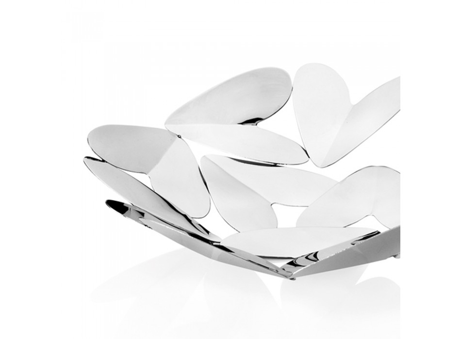 Centrotavola Design Elegante con Cuori Metallo Argentato Made in Italy - Arlan Viadurini