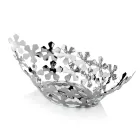 Centrotavola Design in Metallo Argentato con Decori a Fiore di Lusso - Megghy Viadurini