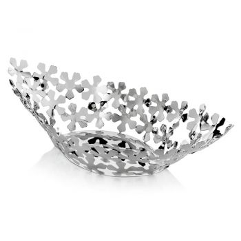 Centrotavola Design in Metallo Argentato con Decori a Fiore di Lusso - Megghy
