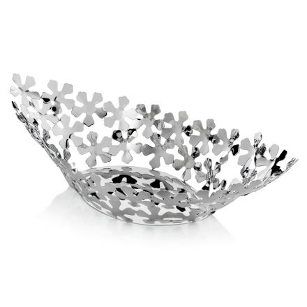 Centrotavola Design in Metallo Argentato con Decori a Fiore di Lusso - Megghy Viadurini