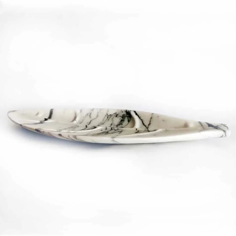 Centrotavola in Marmo Arabescato dalla Forma a Foglia Made in Italy - Treviso Viadurini