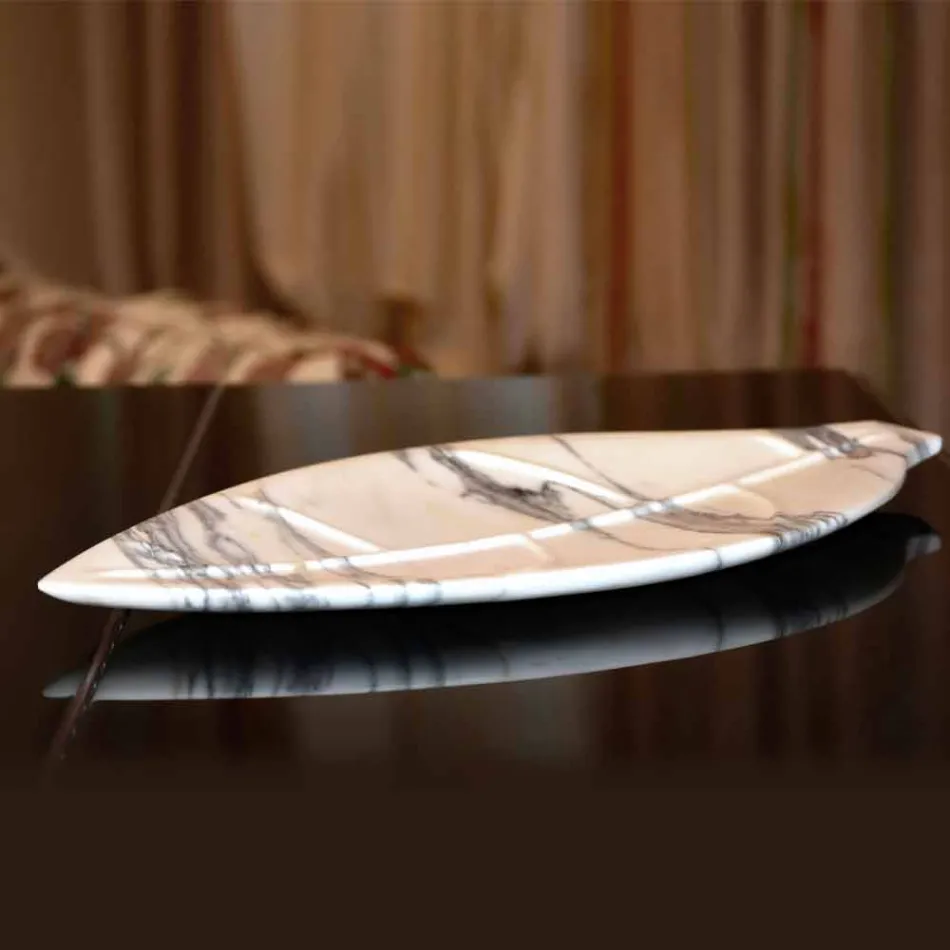 Centrotavola in Marmo Arabescato dalla Forma a Foglia Made in Italy - Treviso Viadurini