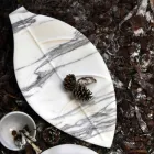 Centrotavola in Marmo Arabescato dalla Forma a Foglia Made in Italy - Treviso Viadurini