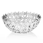 Centrotavola Semisfera in Metallo Argentato Decori a Fiore di Lusso - Terraceo Viadurini