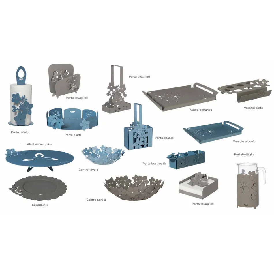 Cestello Portabicchieri Floreale di Design Moderno in Ferro Made Italy – Marken Viadurini