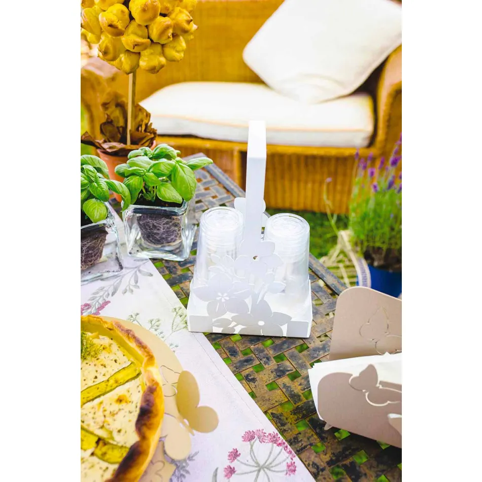 Cestello Portabicchieri Floreale di Design Moderno in Ferro Made Italy – Marken Viadurini