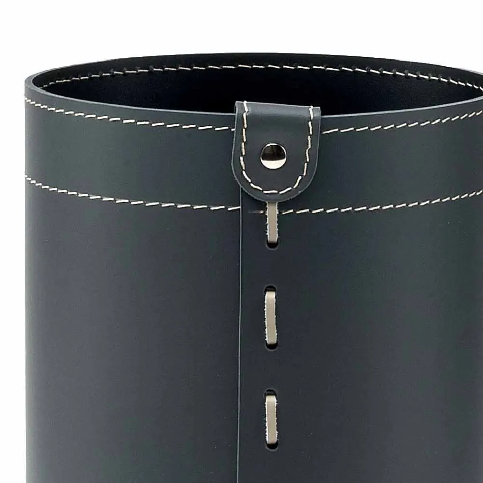 Cestino gettacarte in cuoio rigenerato fatto a mano Battista Viadurini