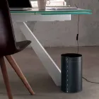 Cestino gettacarte in cuoio rigenerato fatto a mano Battista Viadurini