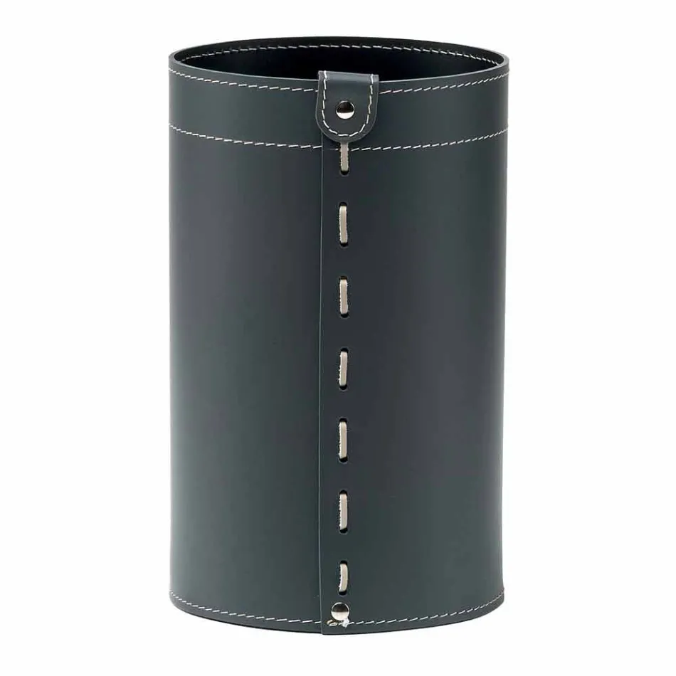 Cestino gettacarte in cuoio rigenerato fatto a mano Battista Viadurini