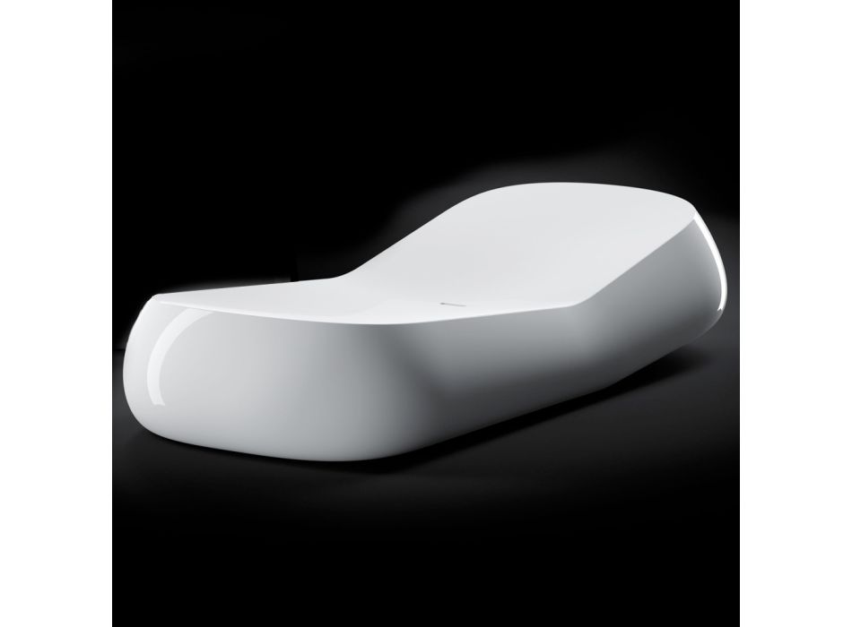Chaise Longue da Esterno di Design in Polietilene Bianco Made in Italy - Ervin Viadurini
