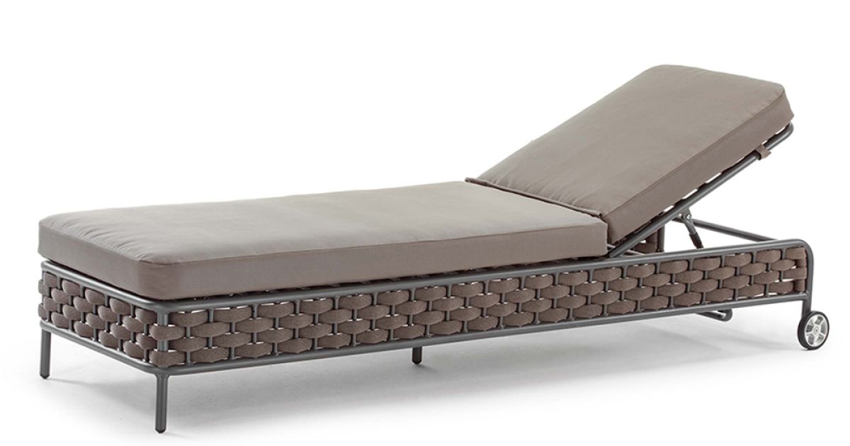 Chaise Longue da Giardino Alluminio con Corda Intrecciata