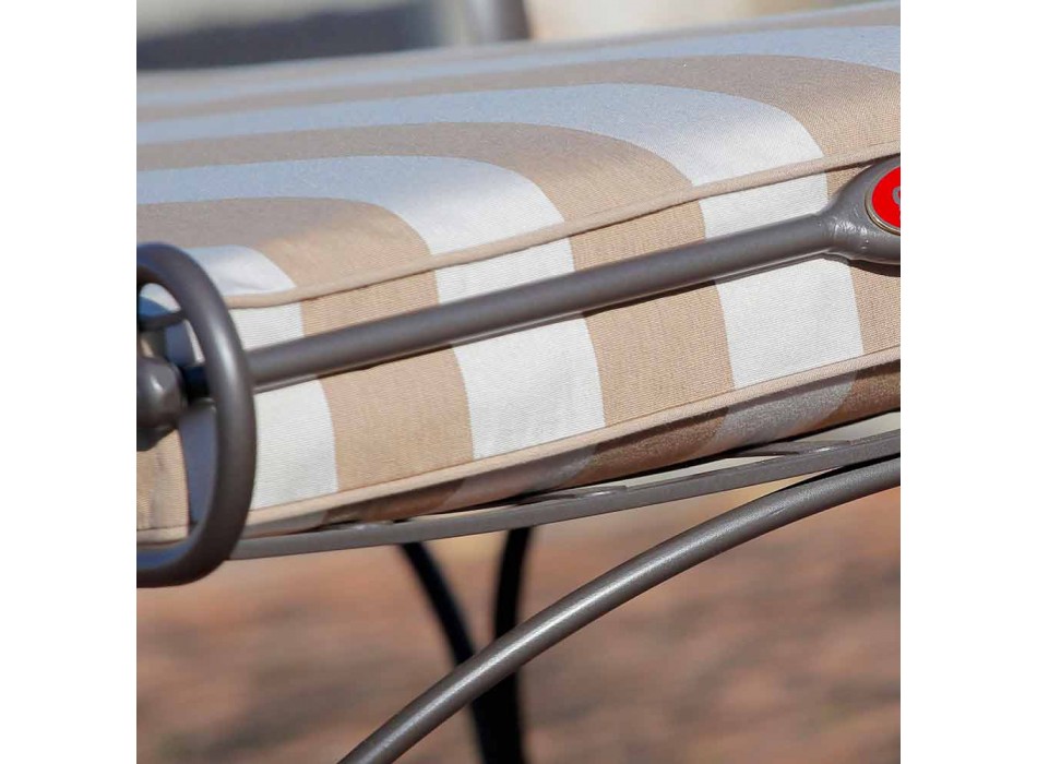 Chaise Longue da Esterno in Ferro e Tessuto Artigianale Made in Italy - Relax Viadurini
