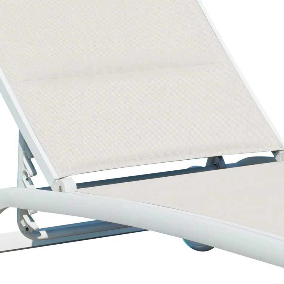 Chaise Longue da Giardino in Alluminio con Seduta in Textilene - Zohra Viadurini