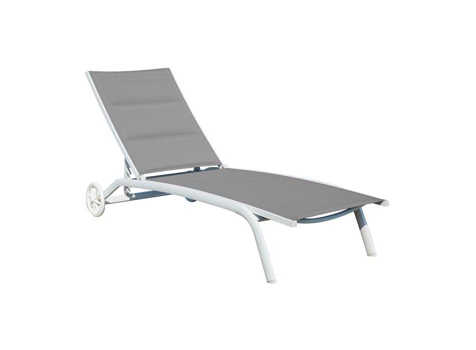 Chaise Longue da Giardino in Alluminio con Seduta in Textilene - Zohra