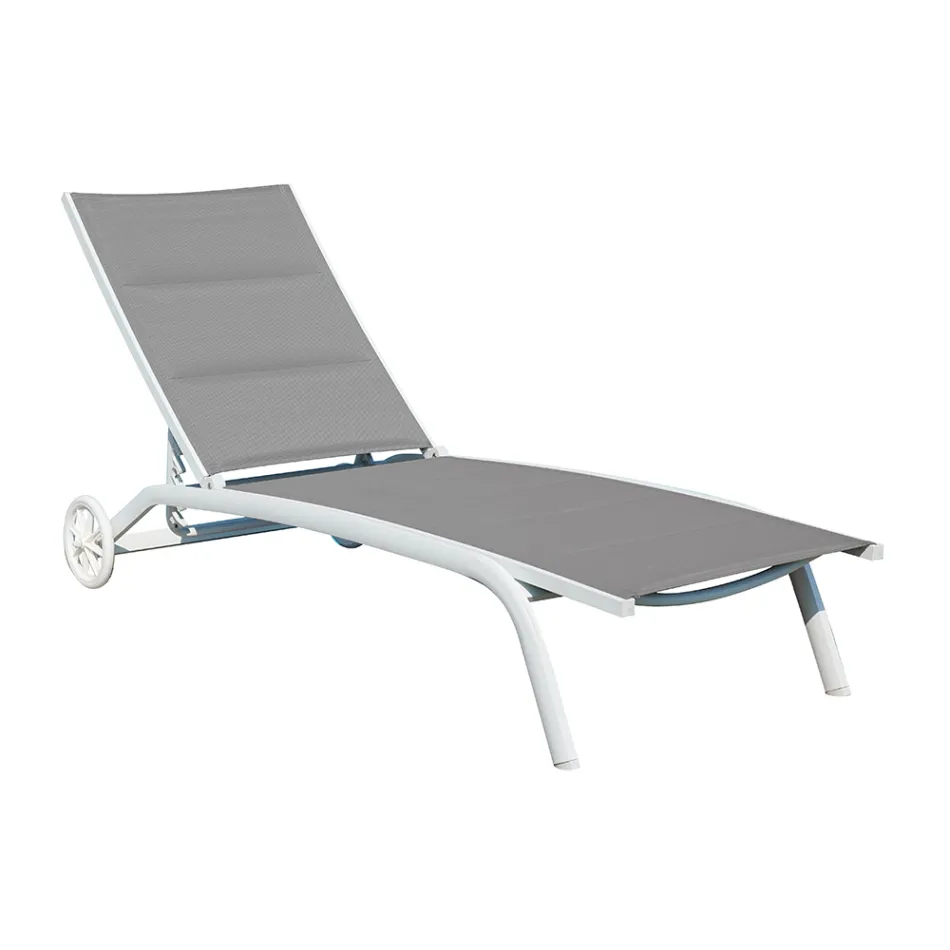 Chaise Longue da Giardino in Alluminio con Seduta in Textilene - Zohra Viadurini
