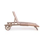 Chaise Longue da Giardino in Legno con Ruote di Design per Esterno - Roxen Viadurini