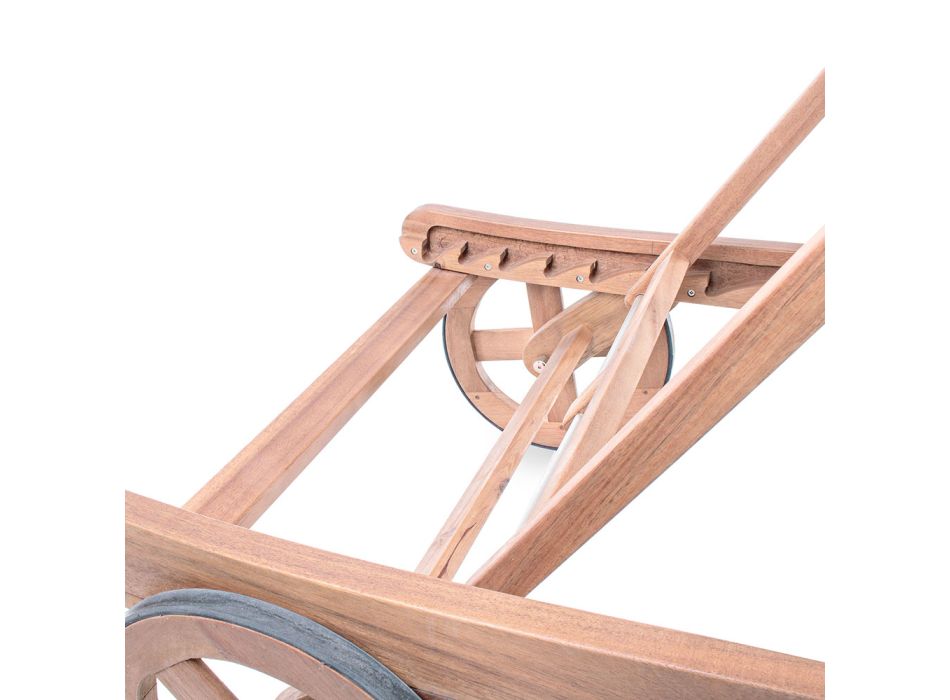 Chaise Longue da Giardino in Legno con Ruote di Design per Esterno - Roxen Viadurini