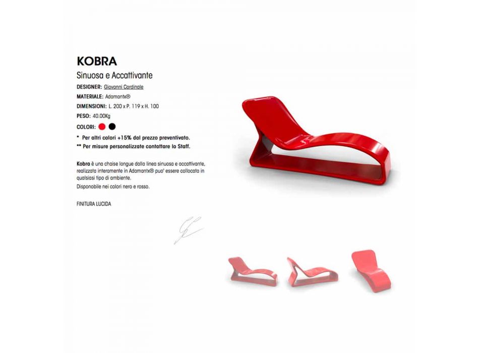 Chaise Longue Design Moderno Kobra Made in Italy