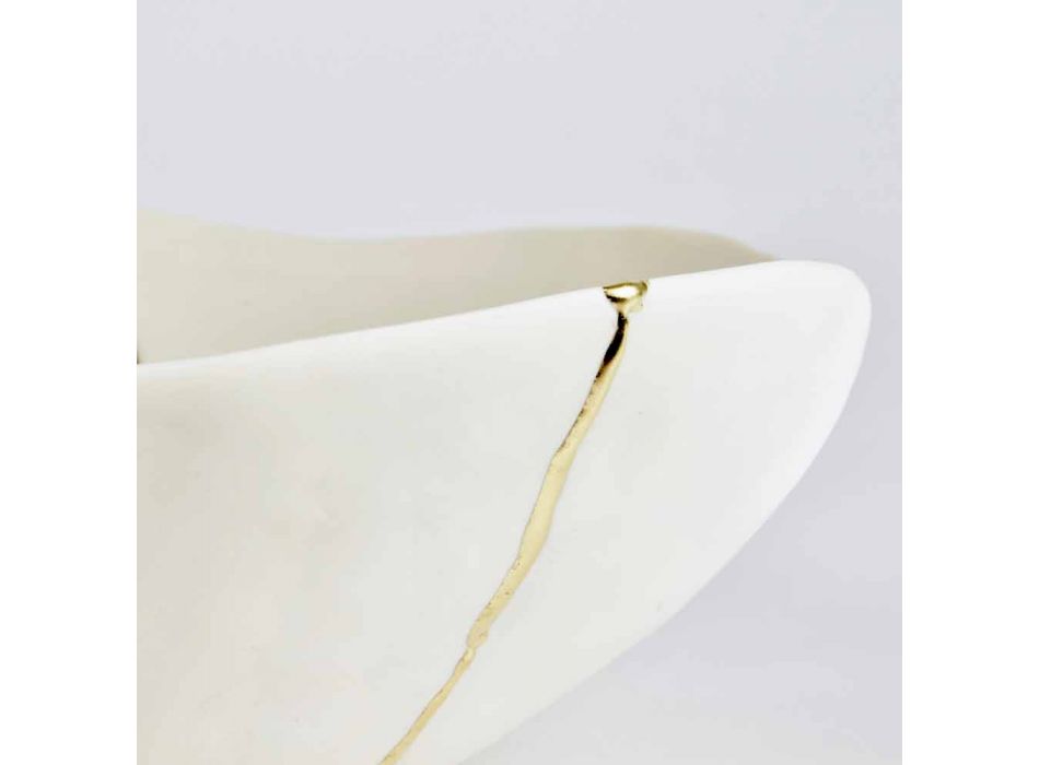Ciotole in Porcellana Bianca e Foglia d'Oro Design di Lusso Italiano - Cicatroro Viadurini
