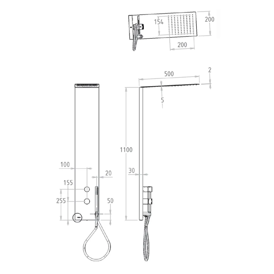 Colonna Doccia in Acciaio con Soffione a Pioggia Made in Italy - Sailor Viadurini