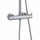 Colonna Doccia in Ottone Cromato con Soffione Quadrato Made in Italy - Griso Viadurini