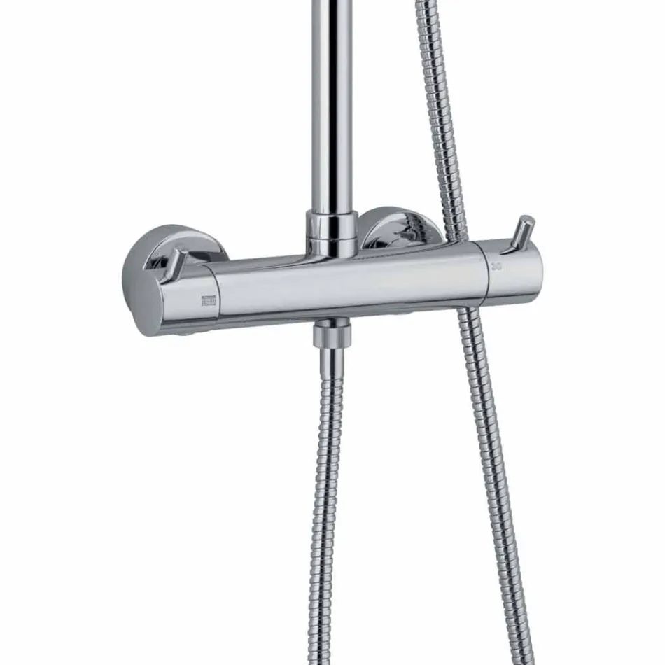 Colonna Doccia in Ottone Cromato con Soffione Quadrato Made in Italy - Griso Viadurini