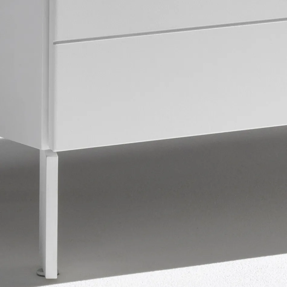 Comò con 3 Cassetti in Agglomerato Ligneo Verniciato - Gemelli Viadurini