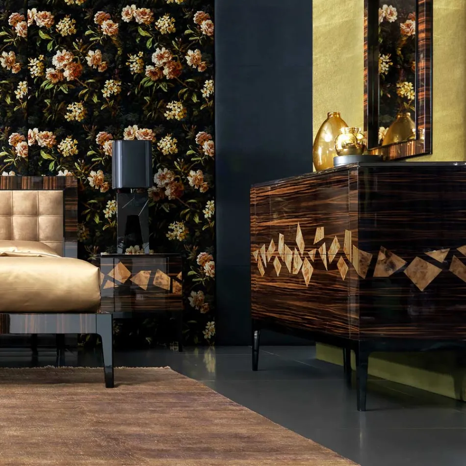 Comò in legno ebano di design 4cassetti Grilli Zarafa fatto in Italia Viadurini