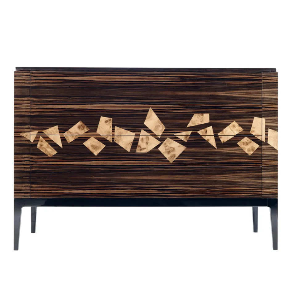 Comò in legno ebano di design 4cassetti Grilli Zarafa fatto in Italia Viadurini