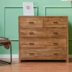 Comò in Teak Massello con 5 Cassetti - Tang Viadurini