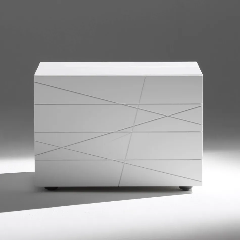 Comodino con 1 Cassetto in Agglomerato Ligneo Verniciato - Leone Viadurini