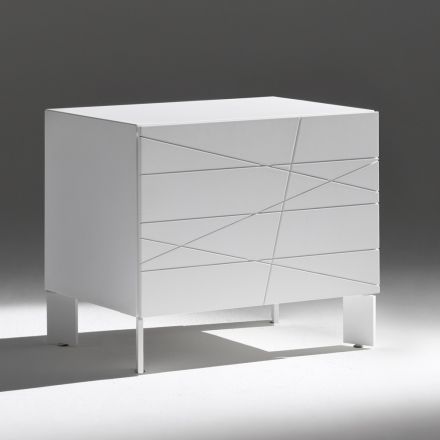 Comodino con 1 Cassetto in Agglomerato Ligneo Verniciato - Leone Viadurini