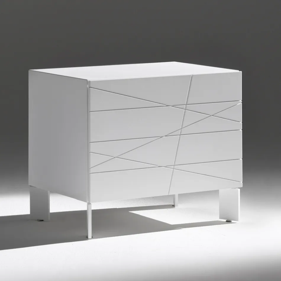 Comodino con 1 Cassetto in Agglomerato Ligneo Verniciato - Leone Viadurini