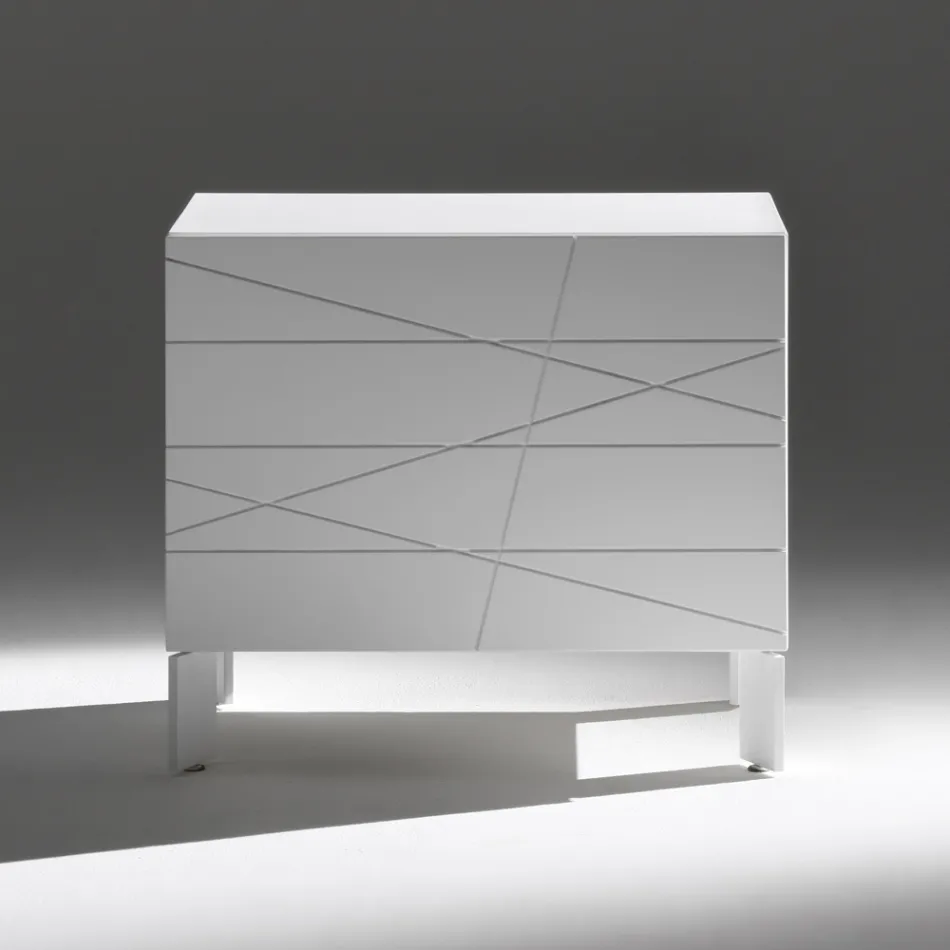 Comodino con 1 Cassetto in Agglomerato Ligneo Verniciato - Leone Viadurini