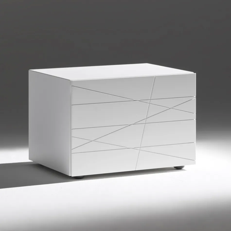 Comodino con 1 Cassetto in Agglomerato Ligneo Verniciato - Leone Viadurini