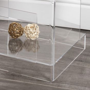 Comodino Design Cristallo Acrilico Trasparente Moderno con Ripiano - Icaria