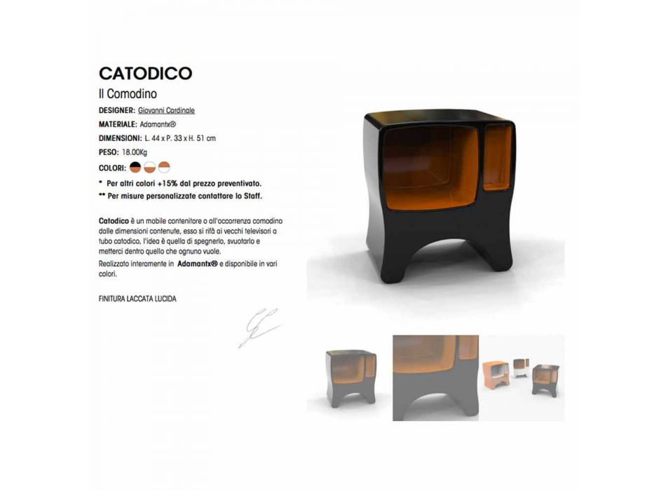 Comodino Design in Adamantx® Catodico Made in Italy