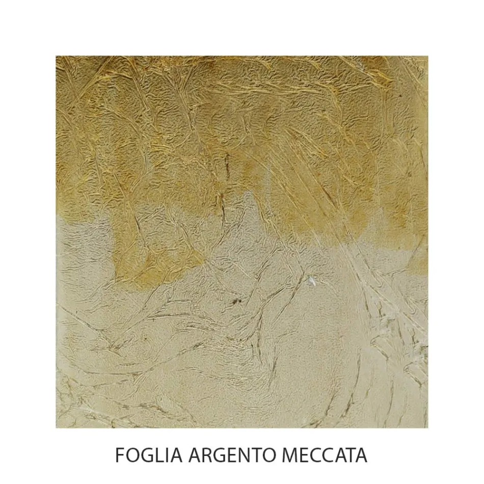 Comodino in Ferro Pieno Finitura Foglia Argento Meccata Made in Italy - Venezia Viadurini