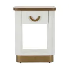 Comodino in Legno Decorato con Linee in Rilievo con Cassetto e Ripiano - Rachel Viadurini