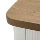 Comodino in Legno Decorato con Linee in Rilievo con Cassetto e Ripiano - Rachel Viadurini