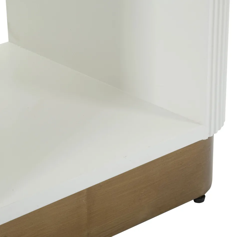 Comodino in Legno Decorato con Linee in Rilievo con Cassetto e Ripiano - Rachel Viadurini